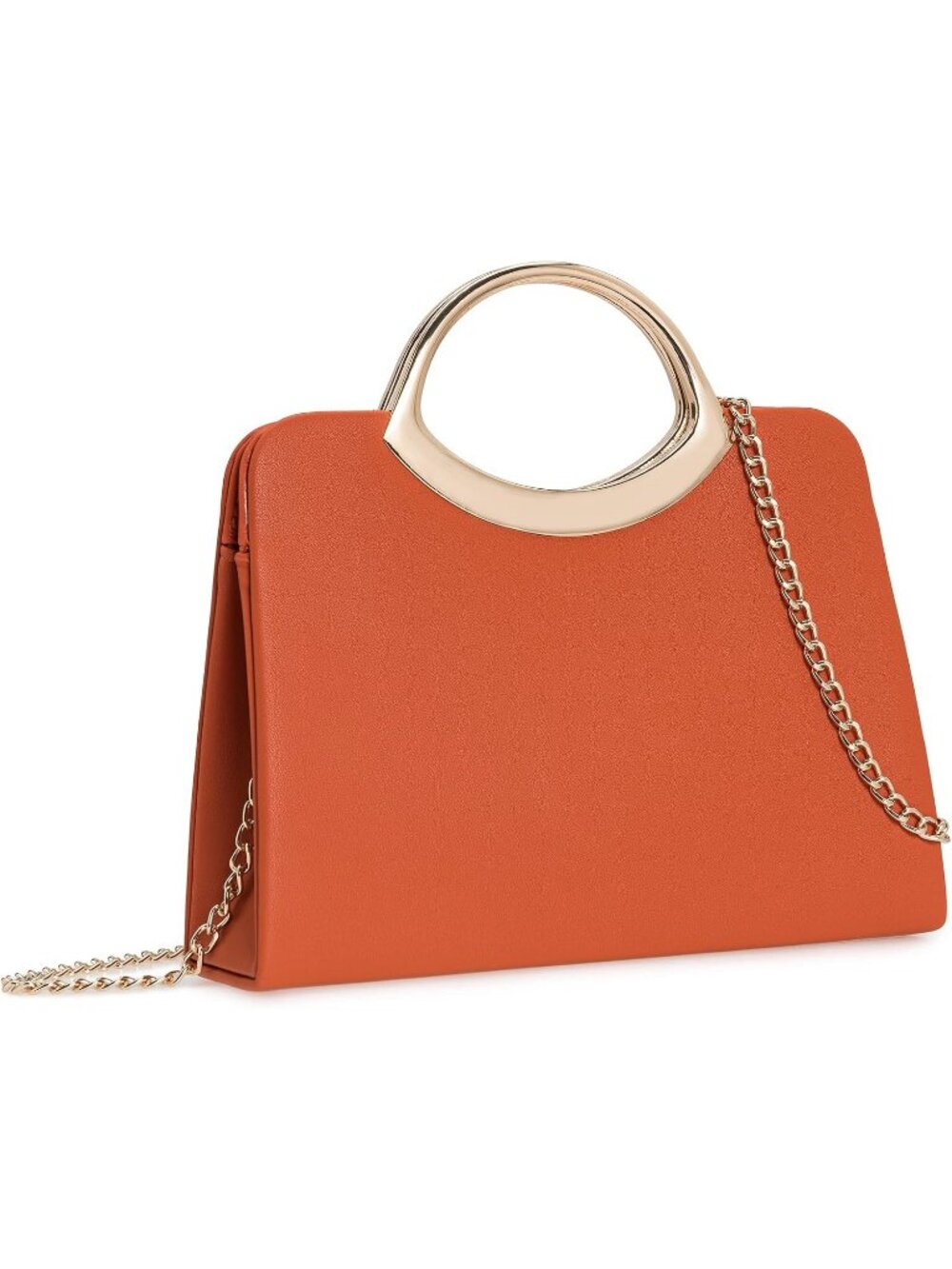 👜Women's Burnt Orange Small Dressy Evening Handbag Circle Handle Elegant Purse